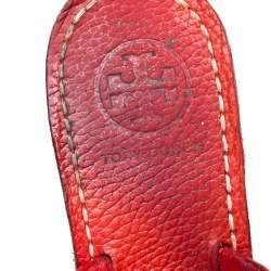 Pre Owned Tory Burch Red Leather Jolie Thon Flats Size 36.5
