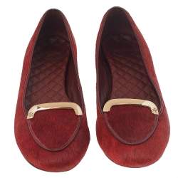 Tory Burch Red Calf Hair Ballet Flats Size 36.5