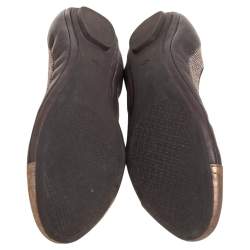 Pre Owned Tory Burch Gold/Brown Leather Scrunch Ballet Flats Size 35.5