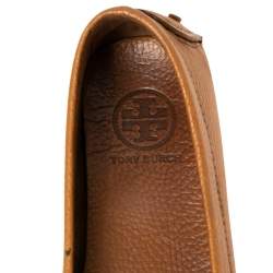 Pre Owned Tory Burch Brown Leather Driving Loafers Size 36.5