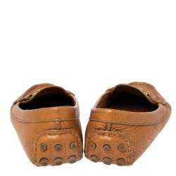 Pre Owned Tory Burch Brown Leather Driving Loafers Size 36.5