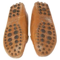 Pre Owned Tory Burch Brown Leather Driving Loafers Size 36.5