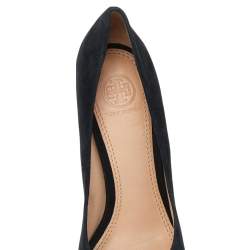 Pre Owned Tory Burch Black Suede Wedge Pumps Size 36.5