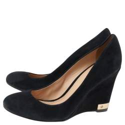Pre Owned Tory Burch Black Suede Wedge Pumps Size 36.5