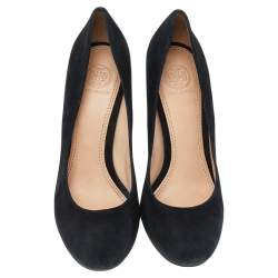 Pre Owned Tory Burch Black Suede Wedge Pumps Size 36.5