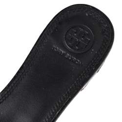 Pre Owned صندل سلايد توري برش جلد نقش تمساح أسود مقاس 37.5