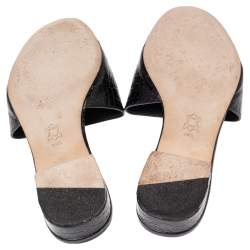 Pre Owned صندل سلايد توري برش جلد نقش تمساح أسود مقاس 37.5