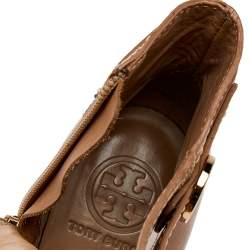 Pre Owned Tory Burch Beige Leather Ankle Boots Size 37