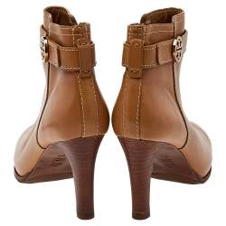 Pre Owned Tory Burch Beige Leather Ankle Boots Size 37