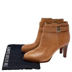 Pre Owned Tory Burch Beige Leather Ankle Boots Size 37