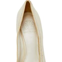 Tory Burch Cream Leather Peep Toe Pumps Size 37.5