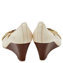 Tory Burch Cream Leather Peep Toe Pumps Size 37.5