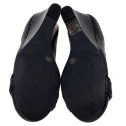 Pre Owned حذاء كعب عالي توري برش كعب روكي جلد أسود مقاس 35