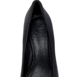 Pre Owned حذاء كعب عالي توري برش كعب روكي جلد أسود مقاس 35