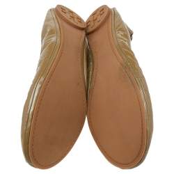 Tory Burch Olive Green Patent Leather Scrunch Ballet Flats Size 38