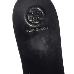 مملوكة مسبقًا صندل سلايد فلات توري برش ترتر فضي/أسود مقاس 41.5