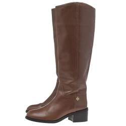Tory Burch Brown Leather Fulton Riding Knee Length Boots Size 39.5