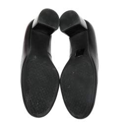 مملوكة مسبقًا Tory Burch Black Leather Janey Block Heel Pumps Size 37