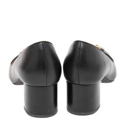 مملوكة مسبقًا Tory Burch Black Leather Janey Block Heel Pumps Size 37