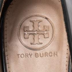 مملوكة مسبقًا Tory Burch Black Leather Janey Block Heel Pumps Size 37