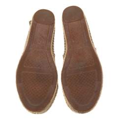 Pre Owned Tory Burch Beige/White Canvas Cap Toe  Espadrille Fats Size 38.5