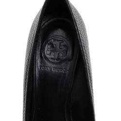 Pre Owned Tory Burch Black Leather Julianne Wedge Pumps Size 35