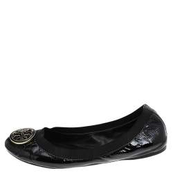 مملوكة مسبقًا Tory Burch Black Patent Leather Caroline Ballet Flats Size 41