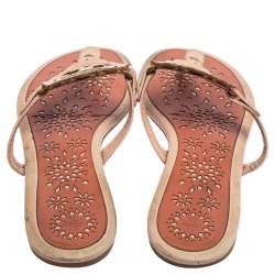 Pre Owned Tory Burch Pink Leather Mini Miller Thong Flat Sandals Size 41