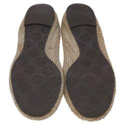 حذاء باليرينا فلات توري برش ميني جلد نقشة الثعبان بيج مجعد مقاس 38.5