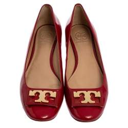 Pre Owned حذاء كعب عالي توري برش جيجي جلد أحمر لامع مقاس 37