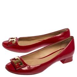 Pre Owned حذاء كعب عالي توري برش جيجي جلد أحمر لامع مقاس 37