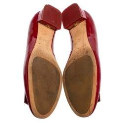 Pre Owned حذاء كعب عالي توري برش جيجي جلد أحمر لامع مقاس 37