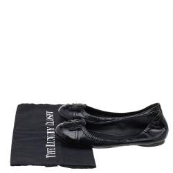 Pre Owned Tory Burch Black Patent Leather Flats Size 35