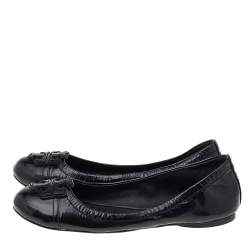 Pre Owned Tory Burch Black Patent Leather Flats Size 35