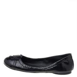 Pre Owned Tory Burch Black Patent Leather Flats Size 35