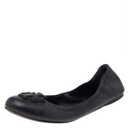 Tory Burch Black Leather Ballet Flats Size 39.5