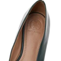 Pre Owned Tory Burch Green Patent Leather Square Toe Flats Size 37.5