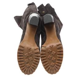 Pre Owned Tory Burch Brown Suede Knee Length Boots Size 37.5