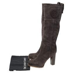 Pre Owned Tory Burch Brown Suede Knee Length Boots Size 37.5