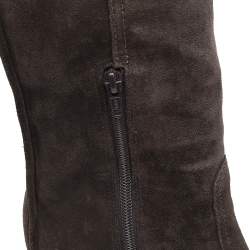 Pre Owned Tory Burch Brown Suede Knee Length Boots Size 37.5