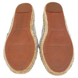 Tory Burch Black/White Canvas And Leather Logo Lonnie Espadrilles Flats Size 37