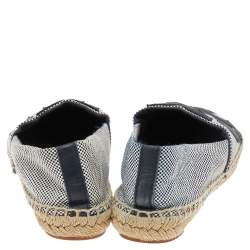 Tory Burch Black/White Canvas And Leather Logo Lonnie Espadrilles Flats Size 37