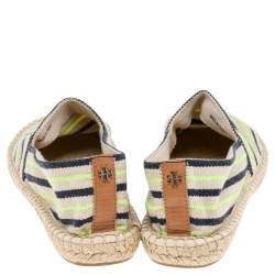 Pre Owned Tory Burch Multicolor Striped Canvas Espadrille Flats Size 40