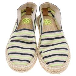 Pre Owned Tory Burch Multicolor Striped Canvas Espadrille Flats Size 40