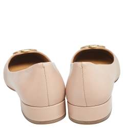 Pre Owned Tory Burch Beige Leather Ballet Flats Size 36.5