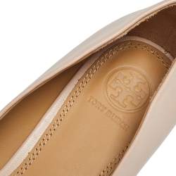 Pre Owned Tory Burch Beige Leather Ballet Flats Size 36.5