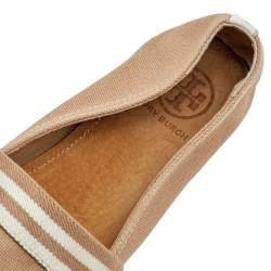 Tory Burch Multicolor Canvas and Patent Leather Espadrille Flats Size 37.5
