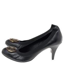 Tory Burch Black Leather And Elastic Caroline Pumps Size 40