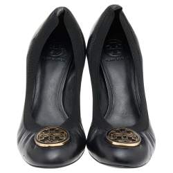 Tory Burch Black Leather And Elastic Caroline Pumps Size 40