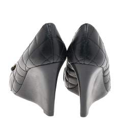 Pre Owned حذاء كعب عالي توري برش كعب روكي ليلا سويدي وجلد مبطن أسود مقاس 37.5